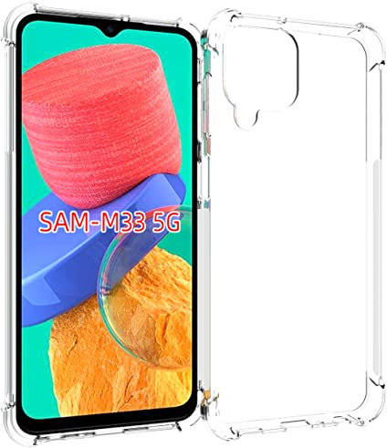 USTIYA Hülle für Samsung Galaxy M33 5G Klar TPU Vier Ecken Schutzhülle Transparent Soft Funda