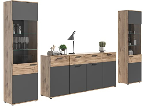 xonox.home X12B8W03 Mason Wohnzimmer Möbel Set, Komplementäres Wohnzimmer Set 3-TLG
