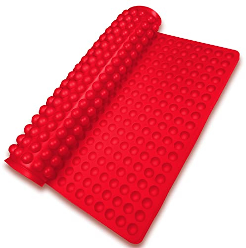 Uootach Silikon Backmatte, 1cm Halbkugel Silikonmatte Backform für Hundekekse, Wiederverwendbare Backunterlage für den Backofen, Hitzebeständig und lebensmittelecht, Bpa-frei(rot)