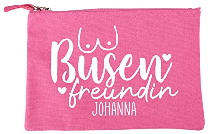 Lustapotheke® Busenfreundin Kosmetiktasche mit Aufdruck des Namens/Freundinnengeschenk 22 cm x 16,5 cm (B/H), PINK