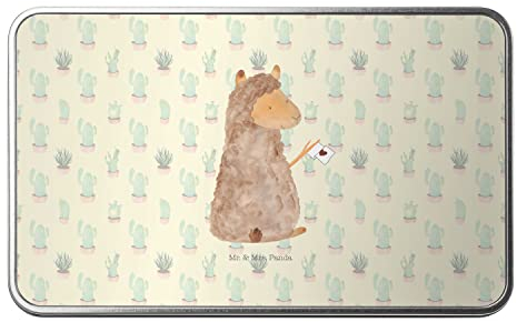 Mr. & Mrs. Panda Metalldose rechteckig Alpaka Fahne - Geschenk, Versperbox, Liebe, Lamas, Lama, Alpakas, Aufbewahrungsdose, Aluminiumdose, Keksdose,
