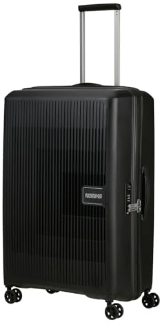 American Tourister Aerostep - Spinner L, Erweiterbarer Koffer, 77 cm, 101.5/109 L, Schwarz (Black)