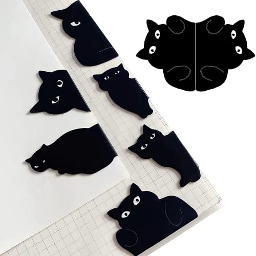 6pcs Lesezeichen Magnetisch Schwarze Katze Bookmark Clips Gifts magnetlesezeichen geschenke für katzenliebhaber For Teachers, Students, Book Lovers、Katzenliebhaber Geschenke