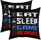 RepEssen Gamer Pillow Cover 40x40cm - Couch, Sofa, Bed, Car Chair Decor - Eat, Sleep, Game - Gaming Room Decor