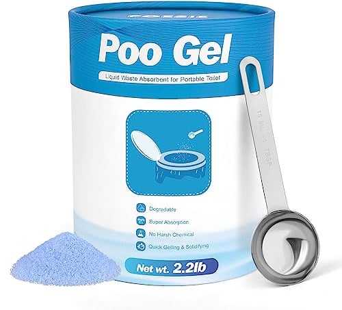 Poesie Poo Urin saugfähiges Gel mit wiederverwendbarem Löffel für tragbare Toilette Camping Badezimmer Poo Urin Pulver 125 Anwendungen Netz 1,0 kg