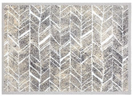 Astra Rutschfester Teppich Wohnzimmer - Miabella Fußmatte innen - Küche Läufer Flur Schmutzfangmatte - Sauberlauf waschbar 50x70cm Fischgrät Linien