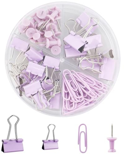 72 Stück Binder-Clips, Pinnnadeln, Büroklammern-Set, Bürobedarf-Set mit Box, Metall, Schreibtischzubehör, Binderclip, Büroklammern, Werkzeug-Set für Papier, Dokumente, Organisation, Schule,
