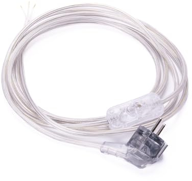 ORION LIGHTSTYLE Netzkabel Schuko Stecker an offenes Ende m. Schnurschalter Kabel Schalter Anschluss Zuleitung (3,1m, transparent)