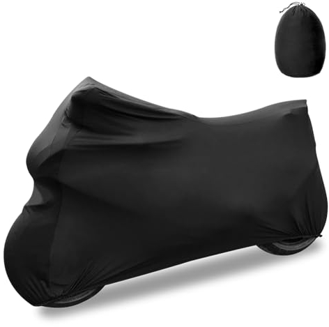 Erato Couverture de Moto Intérieur, Housse Élastique Tissu Stretch Anti-poussière Respirant UV pour Garage, 116x43x55inches, Noir