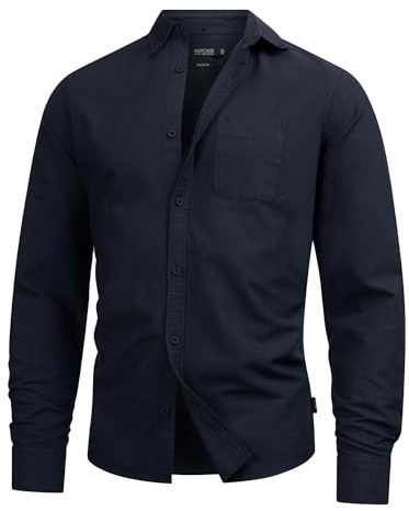 Indicode Herren Kepner Hemd aus 100% Baumwolle mit Button-Down-Kragen | Klassisches Herrenhemd aus weicher Baumwolle mit Brusttasche, Freizeithemd, Langarmhemd, Baumwollhemd, Casualhemd für Männer.