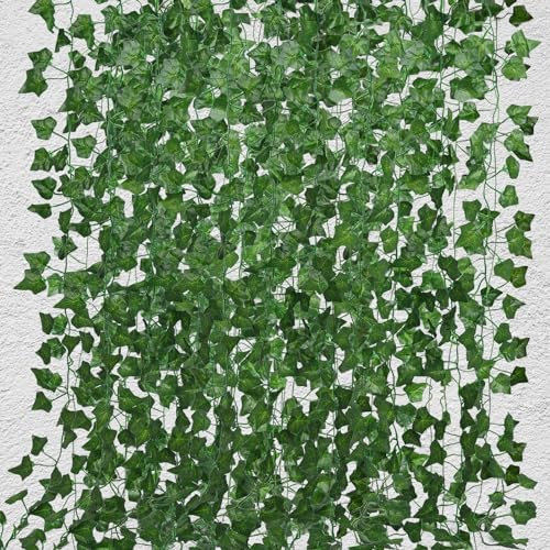 RECUTMS 258 FT Fake Vines Greenery Leaf Garland Ivy Vine Foliage Flowers Hanging for Wedding Party Garden Home Kitchen Office Wall Decoration(36 Pack)