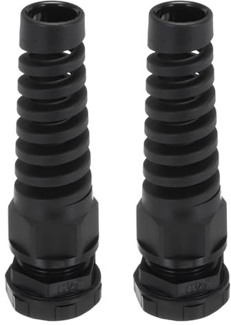 sourcing map 2Pcs G1/2 IP68 Cable Gland Waterproof 6—12mm Adjustable Strain Relief Cord Connector Spiral Nylon Joint Gasket for Cable Wire, Black