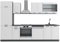 Vicco Küchenzeile R-Line, Küchenblock, Weiß Landhaus/Anthrazit, 300 cm, AP Eiche