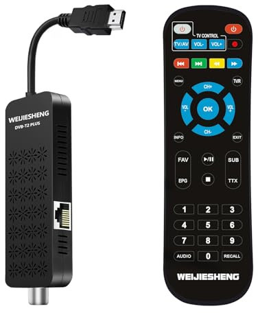 Decoder DVB-T2,Decoder Digitale Terrestre 2024, HD1080P H265 HEVC Main 10-Bit,Supporta le Funzioni Ethernet/USB WiFi/Proiettore/PVR/Multimedia[Telecomando 2 in 1 con controllo TV]