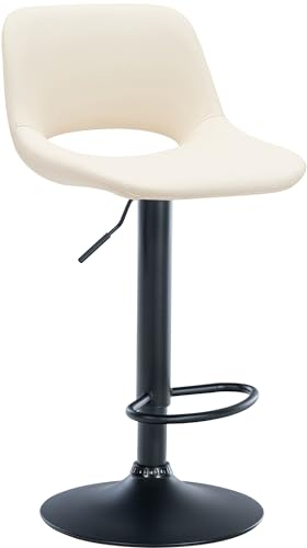 CLP Barhocker Camden I Kunstleder-Bezug, Farbe:Creme, Material Gestell:Metall matt schwarz