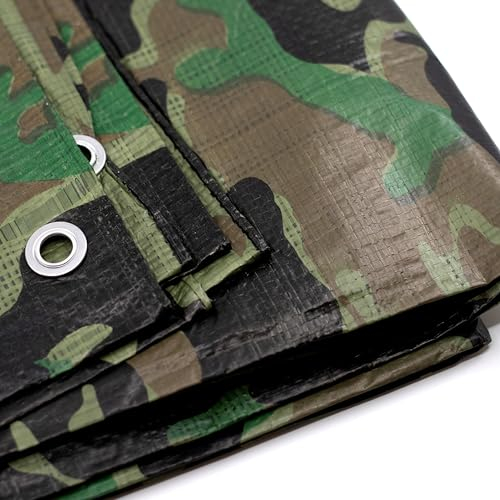 2 x 3m Armee Abdeckplane Wasserdicht + 1 TMV24 EW-Chip! Gewebeplane mit Ösen Gartenplane Tarnplane Camouflage Plane für Outdoor Garten Gartenmöbel Camping Survival Ausrüstung 200 x 300 cm Schutzplane