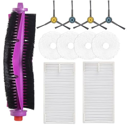 LOOHAOC Ensemble D'Accessoires pour Aspirateur Robot Eureka J12 Ultra/Midea V12-1 Brosse Principale, 2 Filtres HEPA, 4 Chiffons De Nettoyage, 4 Brosses Latérales