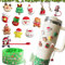 Set de accesorios navideños para Stanley, compble con vasos Stanley de 20/30/40 oz, compuesto por 1 tapa de pajita, 10 pegatinas 3D, 1 colgante de taza y 1 bota de siliocne Stanley (Verde)