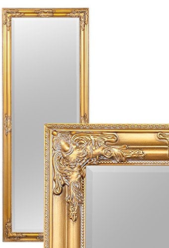 Eleganter Wandspiegel BESSA antik-Gold 180x60cm Barock Flurspiegel Badspiegel Spiegel Holzrahmen