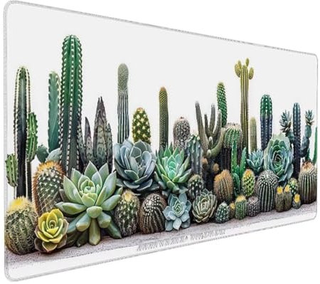 Alfombrilla de Escritorio, Estera Protector de Escritorio, Grande Vade de, Antideslizante Estera de Escritura Mouse Pad para Ordenador Portátil 800x400x3mm Planta Cactus 4 - N
