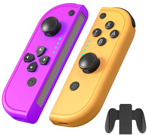 Dufuso Manette Switch, Paire de Game Manette Sans Fil Compatible avec Switch/Switch Lite/Switch OLED, avec Wake Up/6 Axis Gyro Sensor/Dual Vibration, avec Support de Chargement Amovible