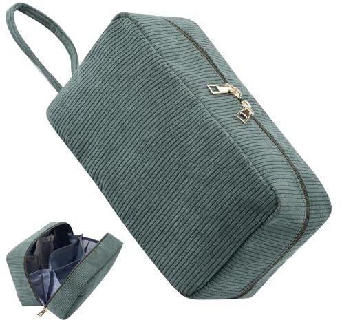 Jiliyote Kulturbeutel Damen Cord Kulturtasche Reise Kosmetiktasche Damen aus Kord Make-up Tasche Damen Waschtasche Cord Cosmetic Bag für Mädchen Travel Damen