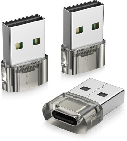 BASESAILOR Adaptateur USB vers USB C pour CarPlay 3Pack,Transparent Type C Femelle vers A Mâle Voiture Chargeur pour iPhone 16 16e 15 Pro Max Plus,Samsung S25 S24 A55,Pas pour iPad/Magsafe/HomePod