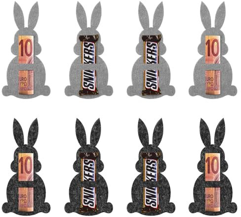 Huangzd 8 Stück Ostern Geldgeschenke, Osterhasen Filzdekorationen Geldgeschenk Verpackung für Ostern Hasen aus Filz Ostern Geschenk Lustige Osterdekoration zum Verschenken für Geld (B)