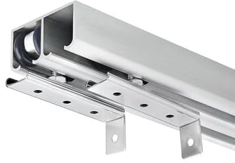 Kit de quincaillerie robuste for portes coulissantes doubles, rails for portes de grange coulissantes, kit de rails for placards, armoires, pergolas et portes coulissantes intérieures(300cm)