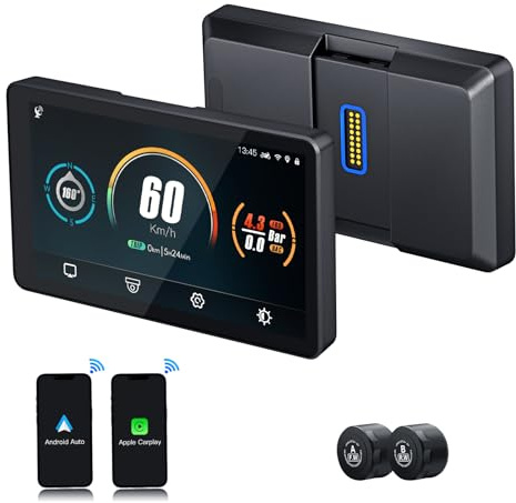 Pantalla táctil CARabc DB601 de 6 para Motocicletas BMW, CarPlay y Android Auto inalámbricos, Resistencia al Agua IP68, GPS Integrado, WiFi 5G, Compatible con Siri y el Asistente de Google. (DB602)