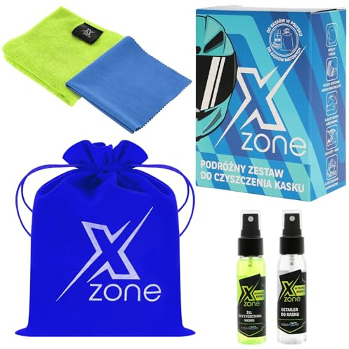Xzone Reise-Helmreinigungsset Set, Reinigungsset für Helm und Visier - Gel und Detailer für Motorradhelme, Kompakte Verpackung und praktisches Zubehör