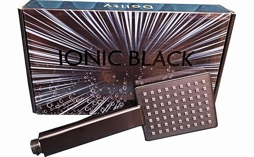 Black Square Unique Simple High Pressure Shower Head Rainfall Universal Hand Held Water Saving Bathroom (Large)