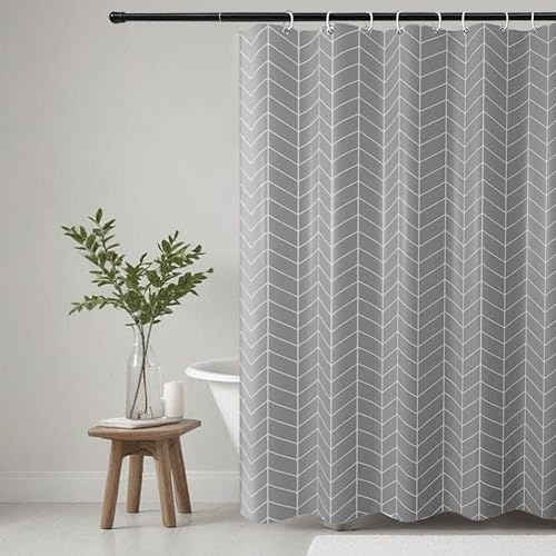 KAIMEIYU Rideau de Douche Tissu Polyester Lavable en Machine Rideau Salle de Bain Baignoire avec 12 Crochets Imperméable 180 x 180 cm Gris