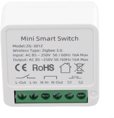 CashMuch Mini Smart Switch für Zigbee 30, 16A Relais mit App-Sprachsteuerung für Alexa Tuya Smart Life, 2-Wege-Timer-Schalter für Lichter, Ventilatoren, Router