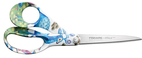 Fiskars FXI Schere 21 cm Satumetsä | Grün, Made in Finland, Edelstahlklinge HRC 57, Ergonomischer Griff mit Märchenwald-Muster, Grün/Blau, 1083918