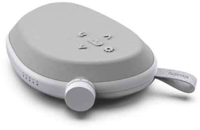 Hama Bluetooth Lautsprecher mit Sleep Timer, dimmbares Nachtlicht, 3W | Bluetooth Box weiß, flacher Lautsprecher fürs Schlafzimmer, mit White Noise, Naturgeräuschen zum Schlafen, kleine Musikbox
