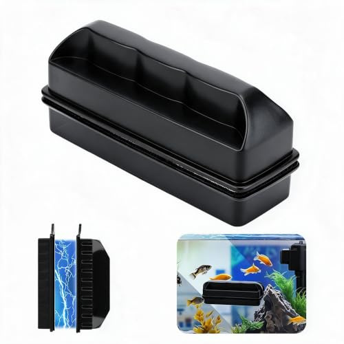 TOUKBEAU Magnetic Aquarium Glass Cleaner, Magnetic Fish Tank Cleaning Tool | Scratch-Free Double-Sided Algae Scrubber Brush, Algae Magnet Window Cleaner Safe for Glass, Acrylic, Terrariums, Windows