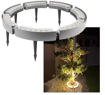 Niederspannungs-24-V-Ring-Baumlicht Für Den Außenbereich, Gartenstraßenbäume, Landschaftsbeleuchtungsstrahler, IP65 Wasserdichte LED-Leuchten Für Weg- Und Palmendekoration(Yellow light,7 lights)