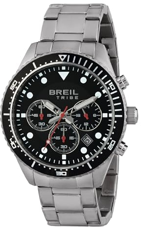 Breil, Collezione Sail, Orologio Uomo, Cronografo in Acciaio Lucido, Movimento PE 902, Indici e Sfere con White Luminous, Chiusura con Pulsanti e Fermaglio di Sicurezza, Cassa 42 mm, Silver e Nero