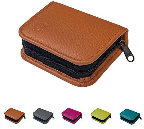 Homöopathische Taschenapotheke für Globuli, leer, Globuli-Tasche für 12 Globuli-Röhrchen (Glas), handgemacht aus echtem Leder (cognac-braun)