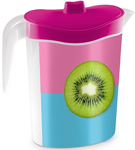 Kigima Getränkekanne Saftkanne 1,5l mit fest sitzendem Deckel und Dekor pink
