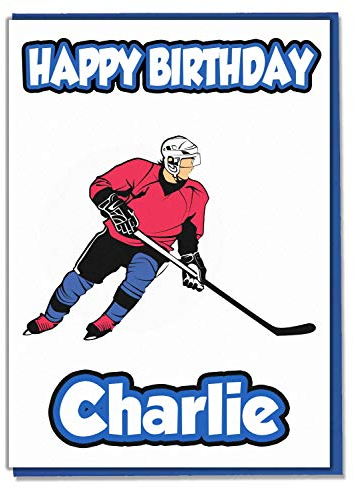 AK Giftshop Geburtstagskarte, Motiv: Eishockey, personalisierbar