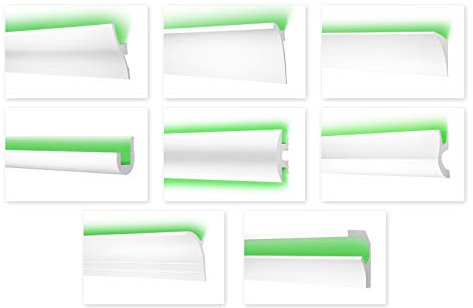 LED Stuckleisten aus Ecopolymer - Wand- & Deckenleisten, lichtundurchlässig, leicht und schlagfest - (CK26-95x42mm) Flachleisten Styropor weiß Stuck