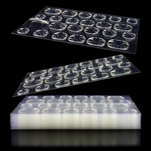 Allstarry 12 Feuilles /288 Pcs Ongles en gelée imperméables et respirants, double face, super collants pour faux ongles, transparents et flexibles pour la manucure