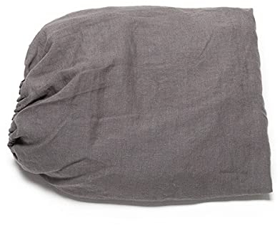 LinenMe Gewaschene Spannbettlaken 180x200cm, 100% Leinen - Bettwäsche Bettlaken mit Gummizug - Spannbetttuch, Fitted Sheet 180x200 - Graphite