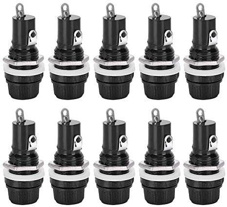 10-teiliger Sicherungshalter für Schalttafelmontage, Sicherungsrohrhalterung für Schalttafelmontage für Funkglasrohrsicherungen 5 x 20 mm10A