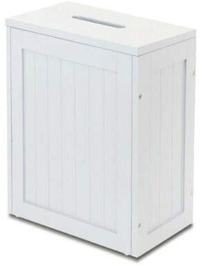 HOMION Slimline Wooden Bathroom Storage Unit, Toilet Roll Paper Cabinet, Compact Wooden Shaker Bathroom Box, Multi-Purpose Cleaning Tidy Box (White, 35H x 28W x 14D cm)