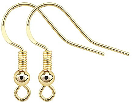 BEADNOVA 4pcs 14k Gold Filled Earring Hooks with Backs - Dangle Earrings DIY Supplies - Gold