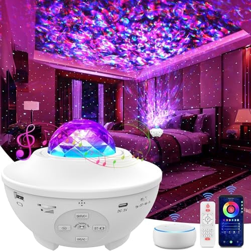 Galaxy Bluetooth Light Projector, Star Projector with Remote Control 10 Change Colors, Led Projector Light Built-in Bluetooth Music Speaker & Timer for Baby, Ambiance Light Room Decor Festival Gift