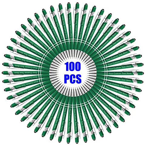 100 Pezzi Penne Personalizzate con Scritta Nome Inciso Penne a Sfera Personalizzabili con Stilo Regalo per Matrimonio Compleanno Natale La Laurea Ufficio Commerciale, Verde